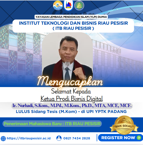 Ketua Prodi Bisnis Digital ITB Riau Pesisir Raih Gelar M.Kom dengan Konsentrasi Intelligence System
