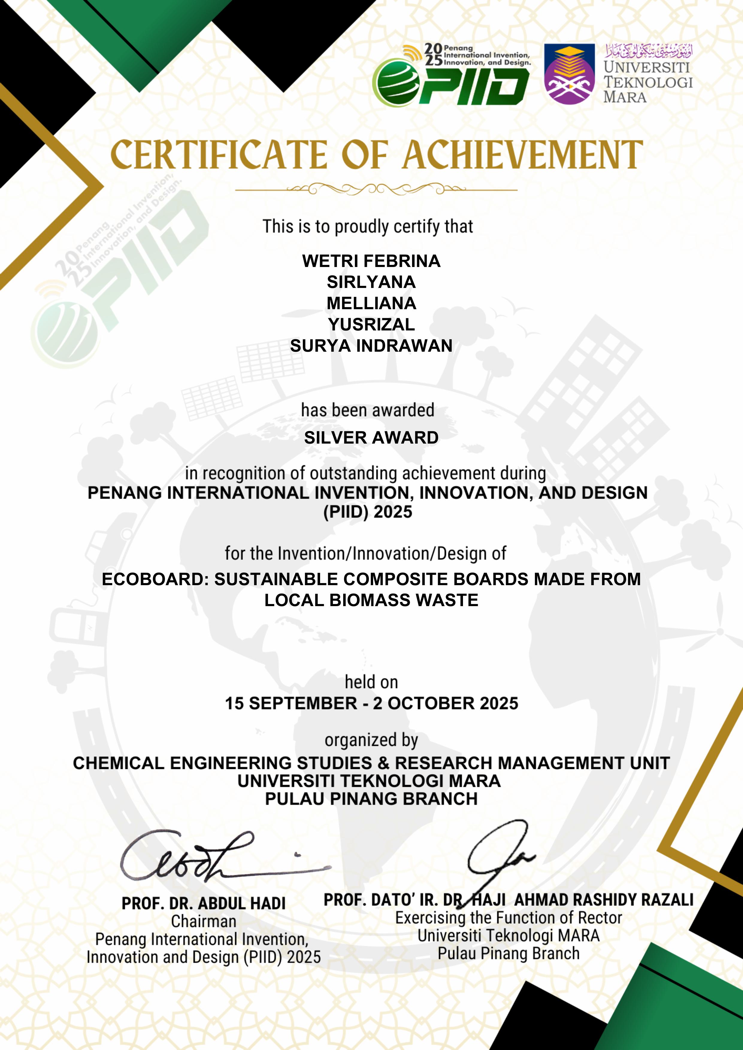 Dosen ITB Riau Pesisir Raih Silver Award di Ajang Internasional PIID 2025