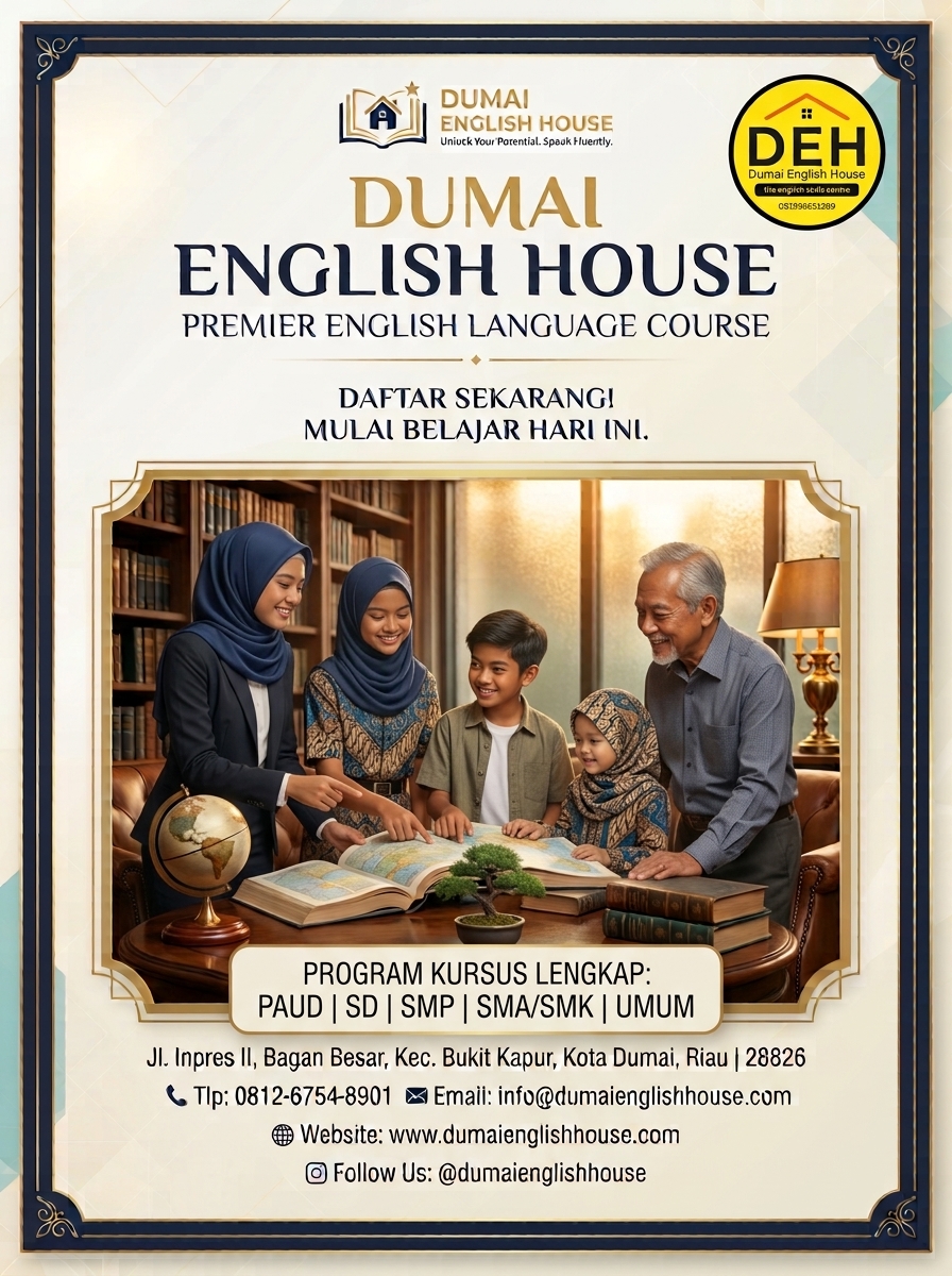 Dukung Semua Generasi Kuasai Bahasa Internasional, Dumai English House Buka Program Lengkap Mulai dari PAUD hingga Kelas Umum