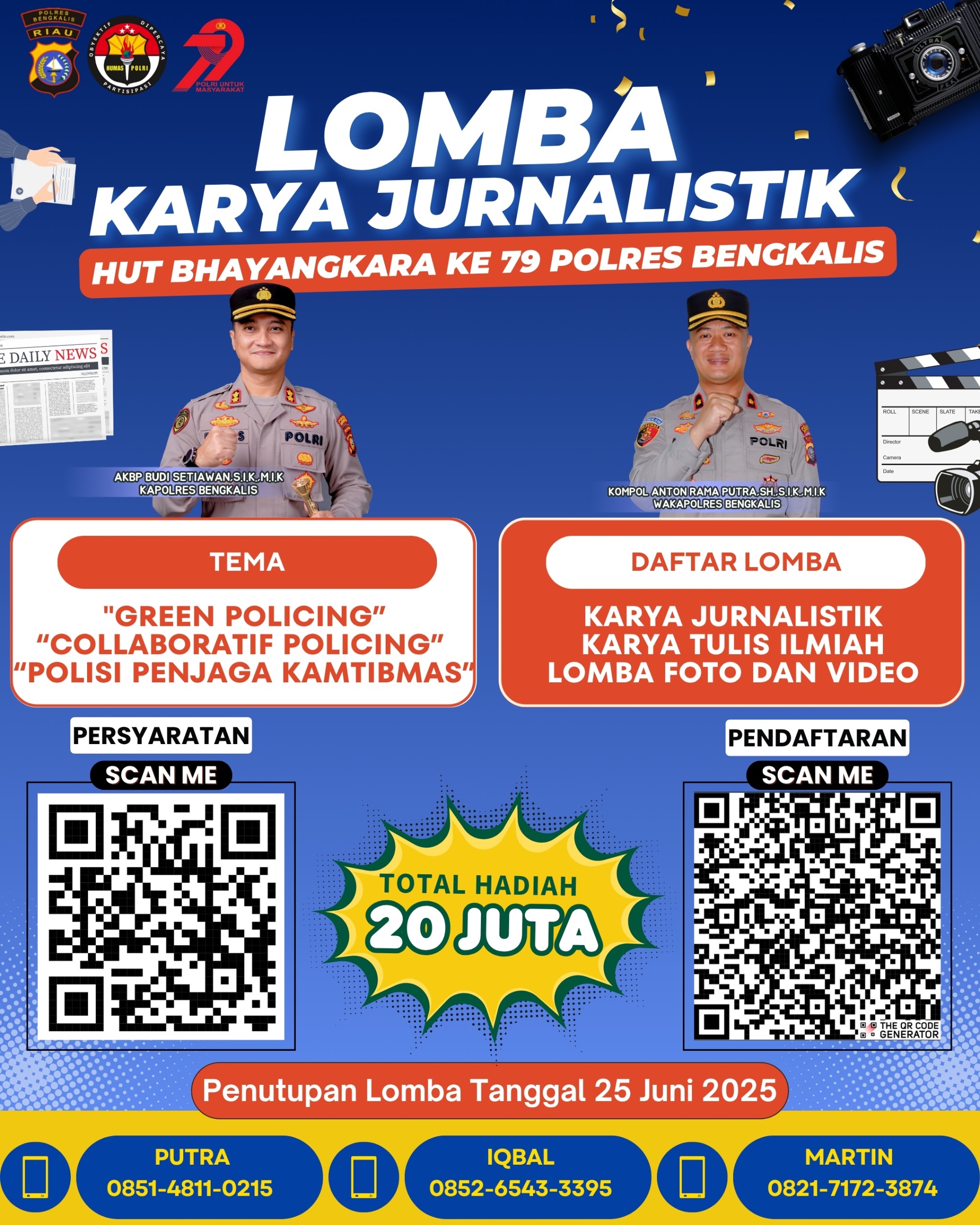 Polres Bengkalis Perpanjang Lomba Jurnalistik dan Kreatif Sambut HUT Bhayangkara ke-79